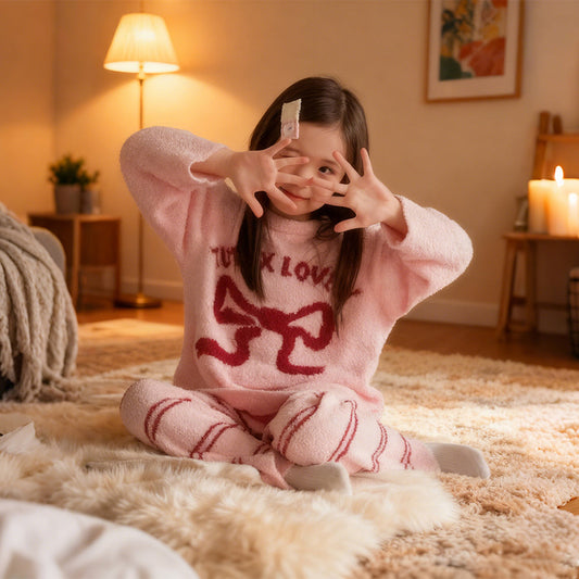 Girls Christmas Pyjamas Set Top Trousers Loungewear