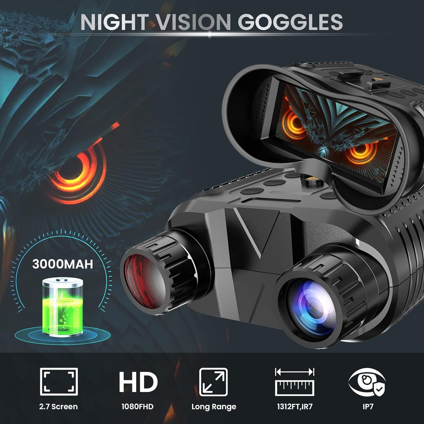 3D Night Vision Goggles Binoculars for Hunting Outdoor Activities