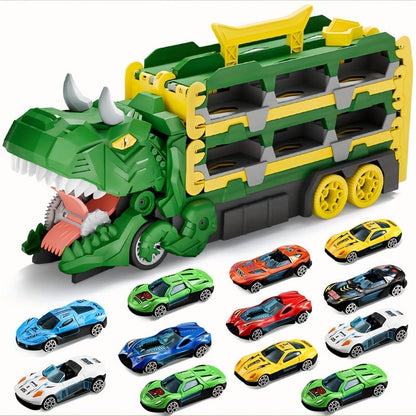 Dinosaur Race Track Toy Set with Alloy Cars and Catapult Track