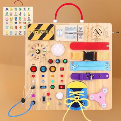Montessori Busy Board Wooden Sensory Toy for Toddlers