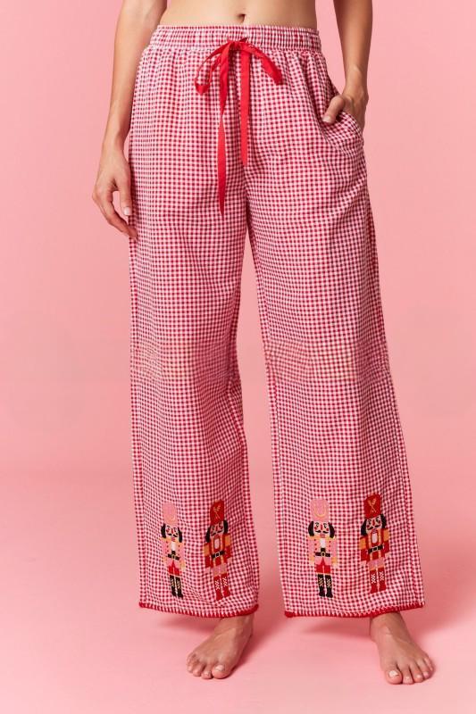 Women's Christmas Pyjamas Set Long Sleeve Top Wide Leg Trousers