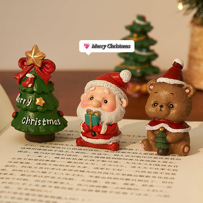 Christmas Desktop Ornaments Mini Santa Claus Snowman Decor Set