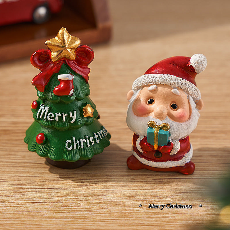 Christmas Desktop Ornaments Mini Santa Claus Snowman Decor Set