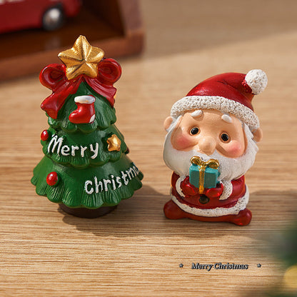 Christmas Desktop Ornaments Mini Santa Claus Snowman Decor Set