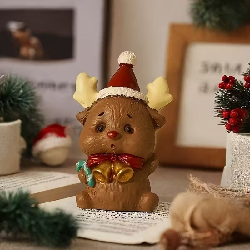 Christmas Desktop Ornaments Mini Santa Claus Snowman Decor Set