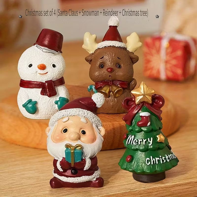 Christmas Desktop Ornaments Mini Santa Claus Snowman Decor Set