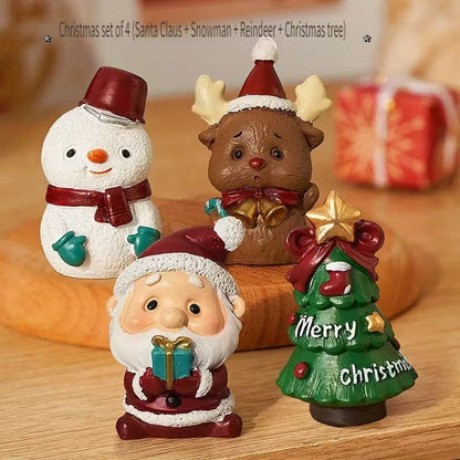 Christmas Desktop Ornaments Mini Santa Claus Snowman Decor Set