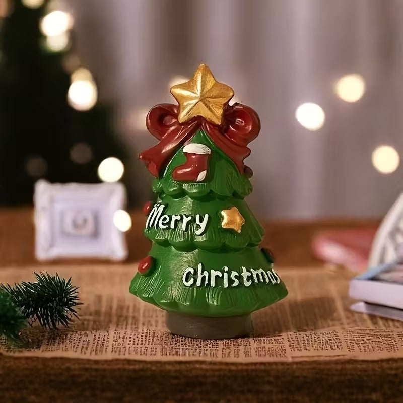 Christmas Desktop Ornaments Mini Santa Claus Snowman Decor Set