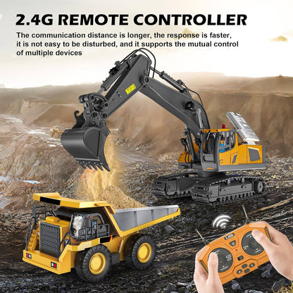 4WD Remote Control Excavator Bulldozer Dump Truck Toy Vehicle