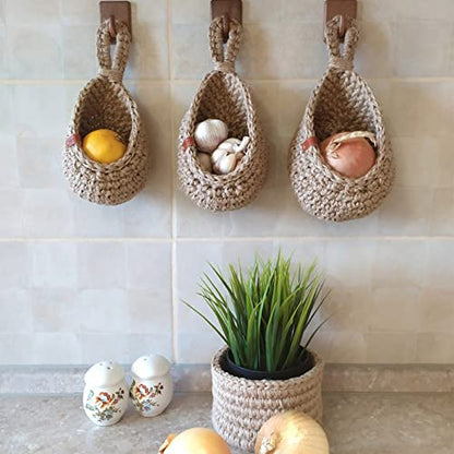 Jute Wall Storage Baskets Handwoven Organizers Set