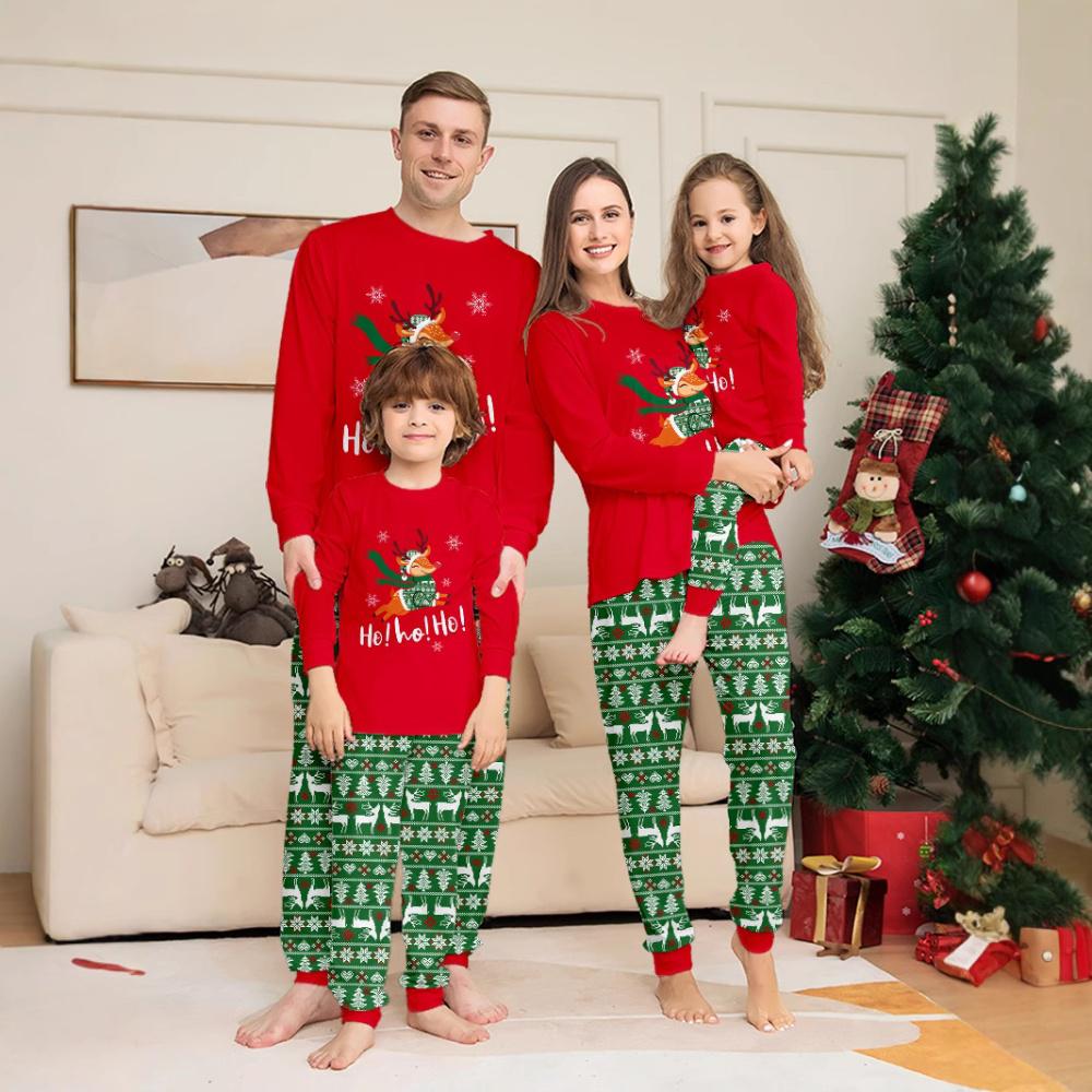 Family Christmas Pajamas Tops Trousers Kids Adults