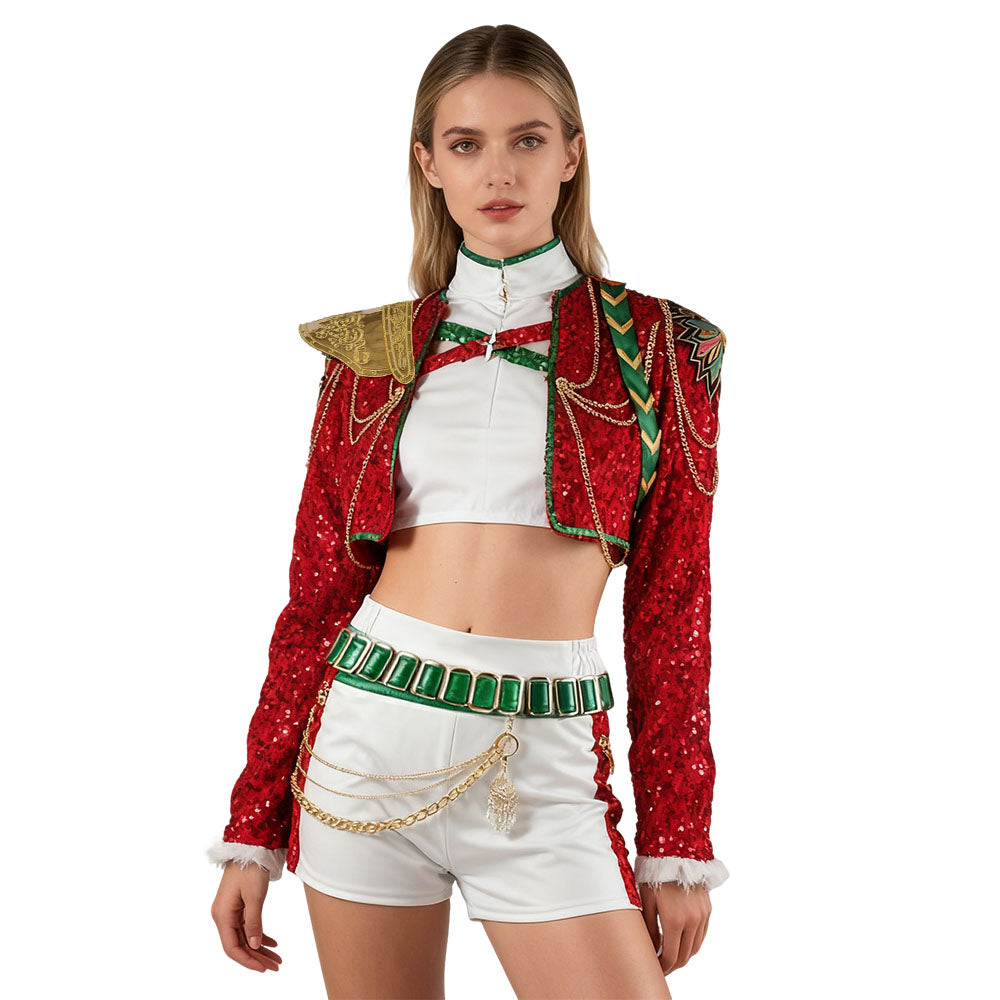 Christmas Pop Star Costume Dance Suit Party Dress Outfit