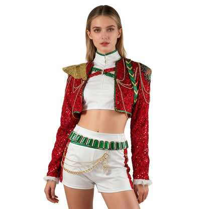 Christmas Pop Star Costume Dance Suit Party Dress Outfit