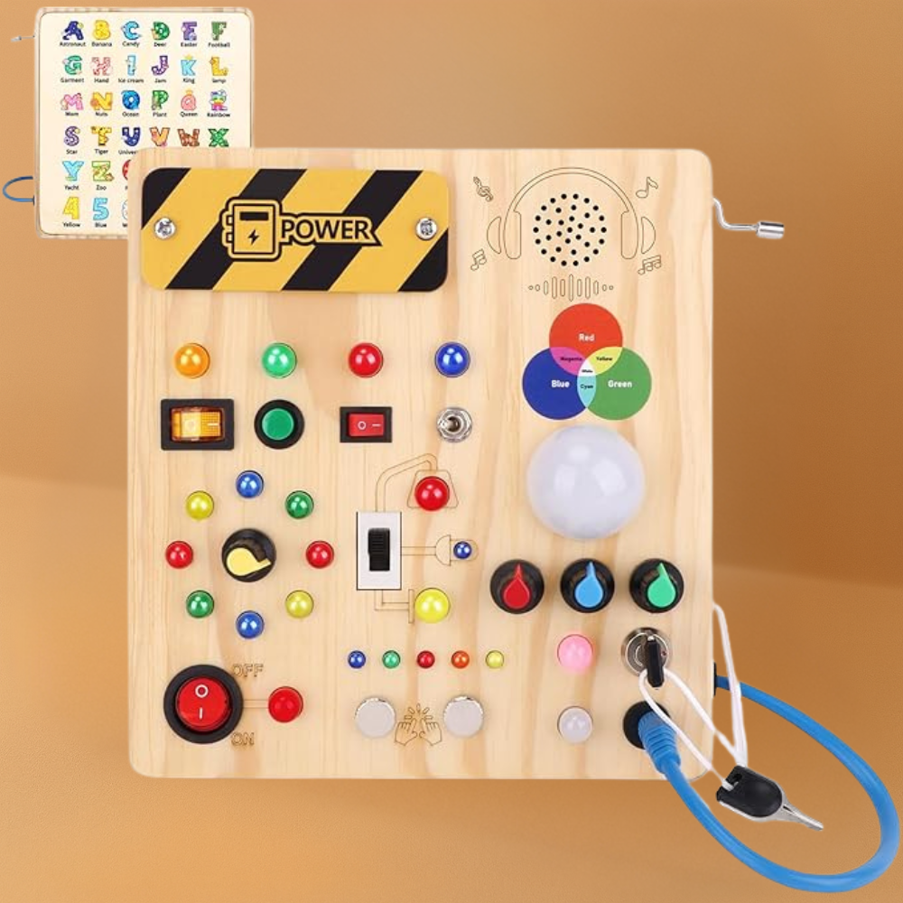 Montessori Busy Board Wooden Sensory Toy for Toddlers