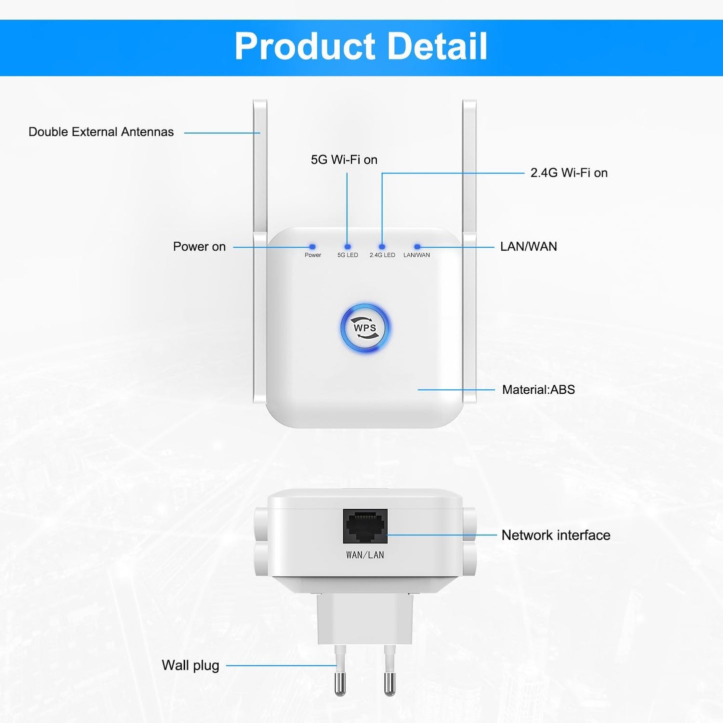 5G WiFi Extender Wireless Signal Booster for Home Office