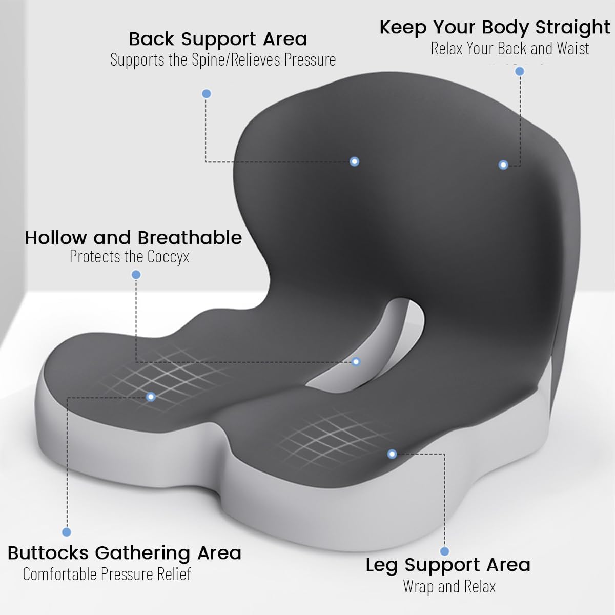 Ergonomic Memory Foam Back and Seat Cushion with Lumbar Support