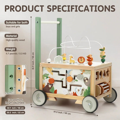 Adjustable Wooden Baby Push Walker