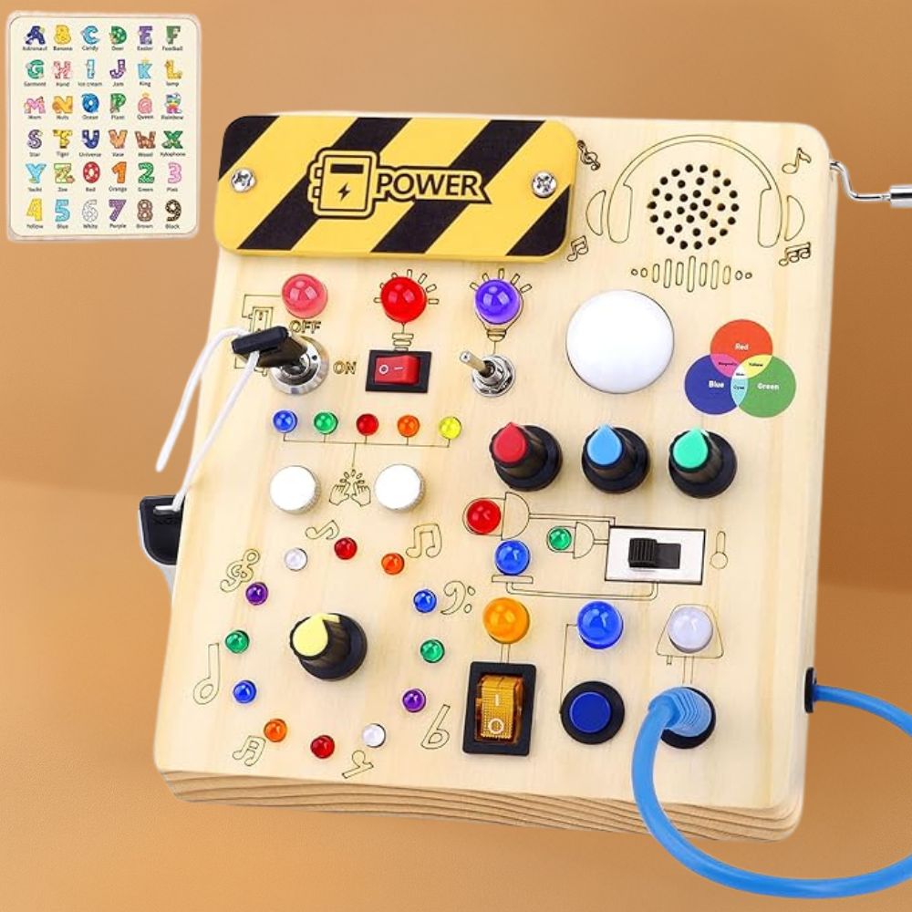 Montessori Busy Board Wooden Sensory Toy for Toddlers