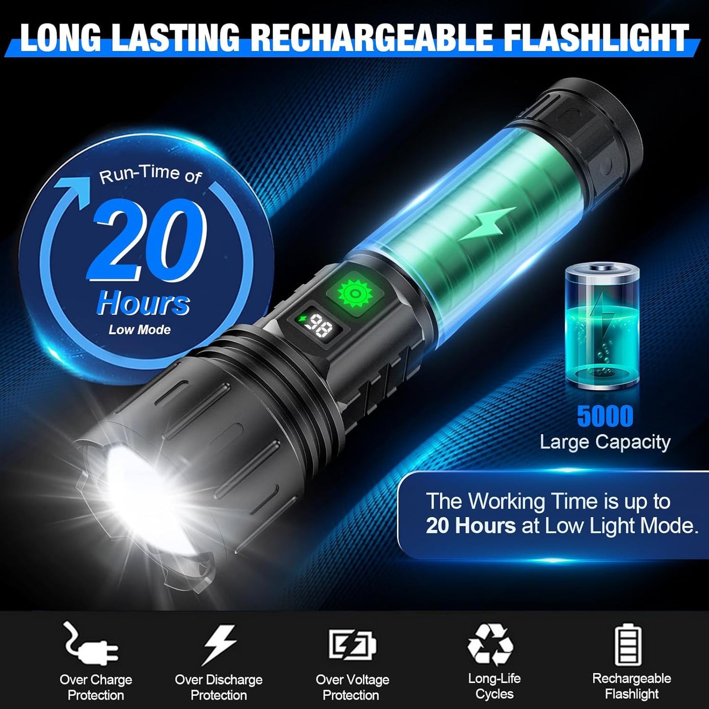 LED Torch 100000 Lumens Waterproof Aluminium