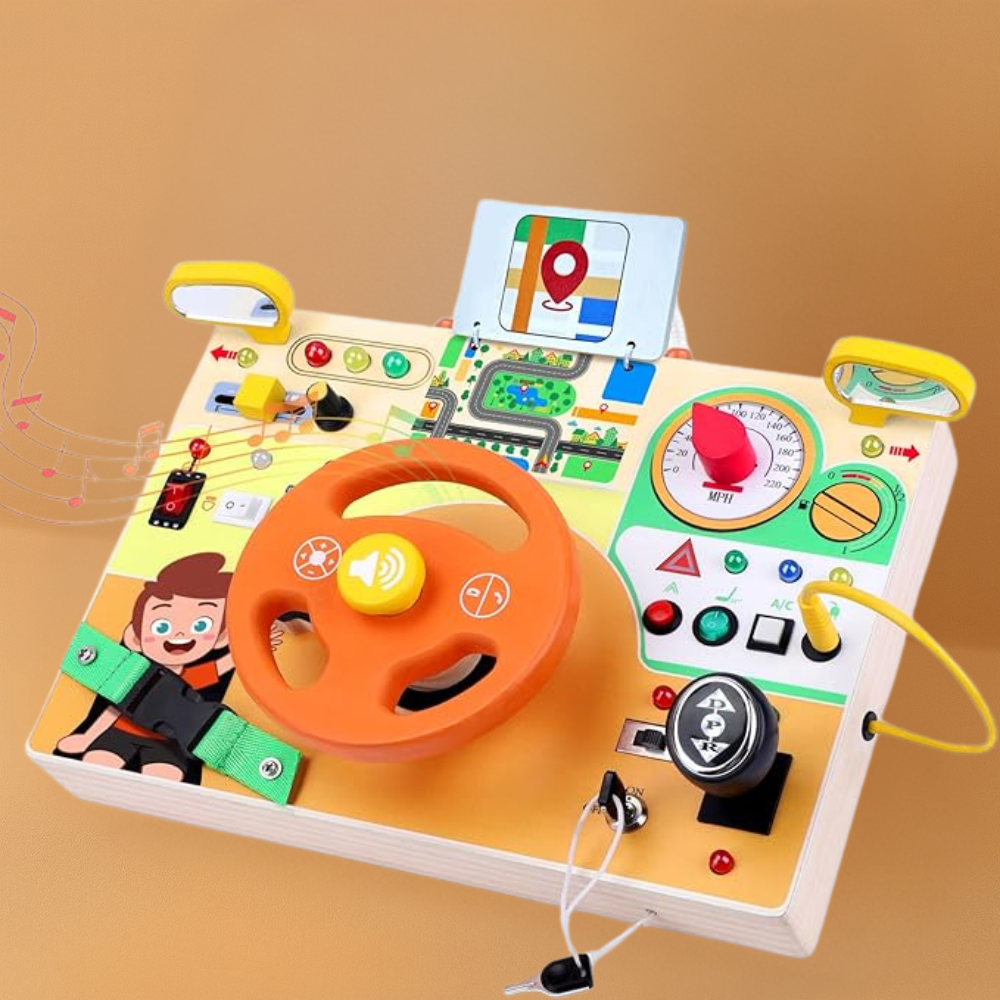 Montessori Busy Board Wooden Sensory Toy for Toddlers