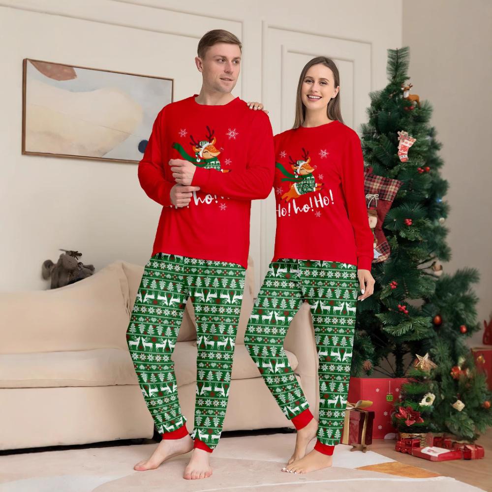 Family Christmas Pajamas Tops Trousers Kids Adults
