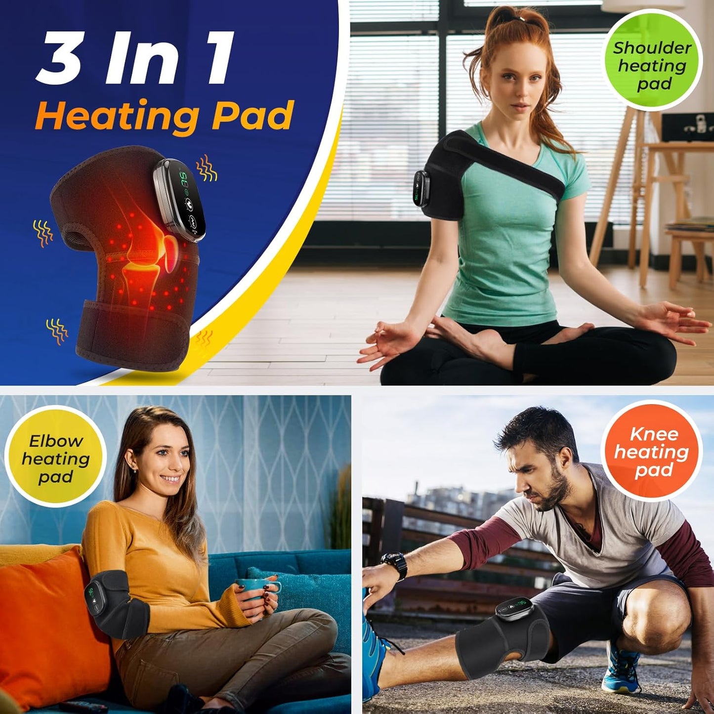 3-in-1 Thermal Support Pad for Shoulder Elbow Knee Relief