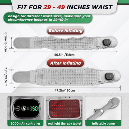Inflatable Back Support Belt LED Light Therapy Device