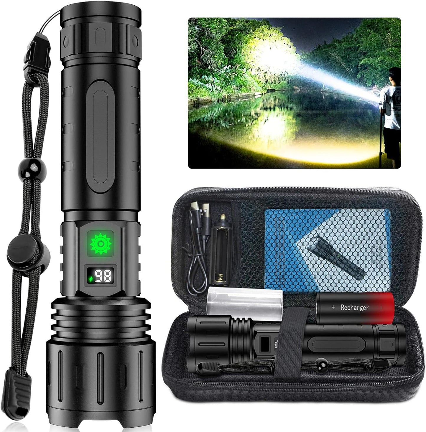 LED Torch 100000 Lumens Waterproof Aluminium