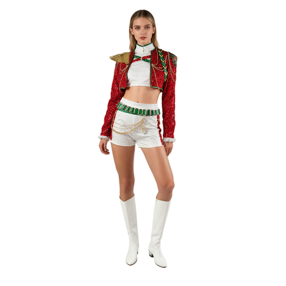 Christmas Pop Star Costume Dance Suit Party Dress Outfit