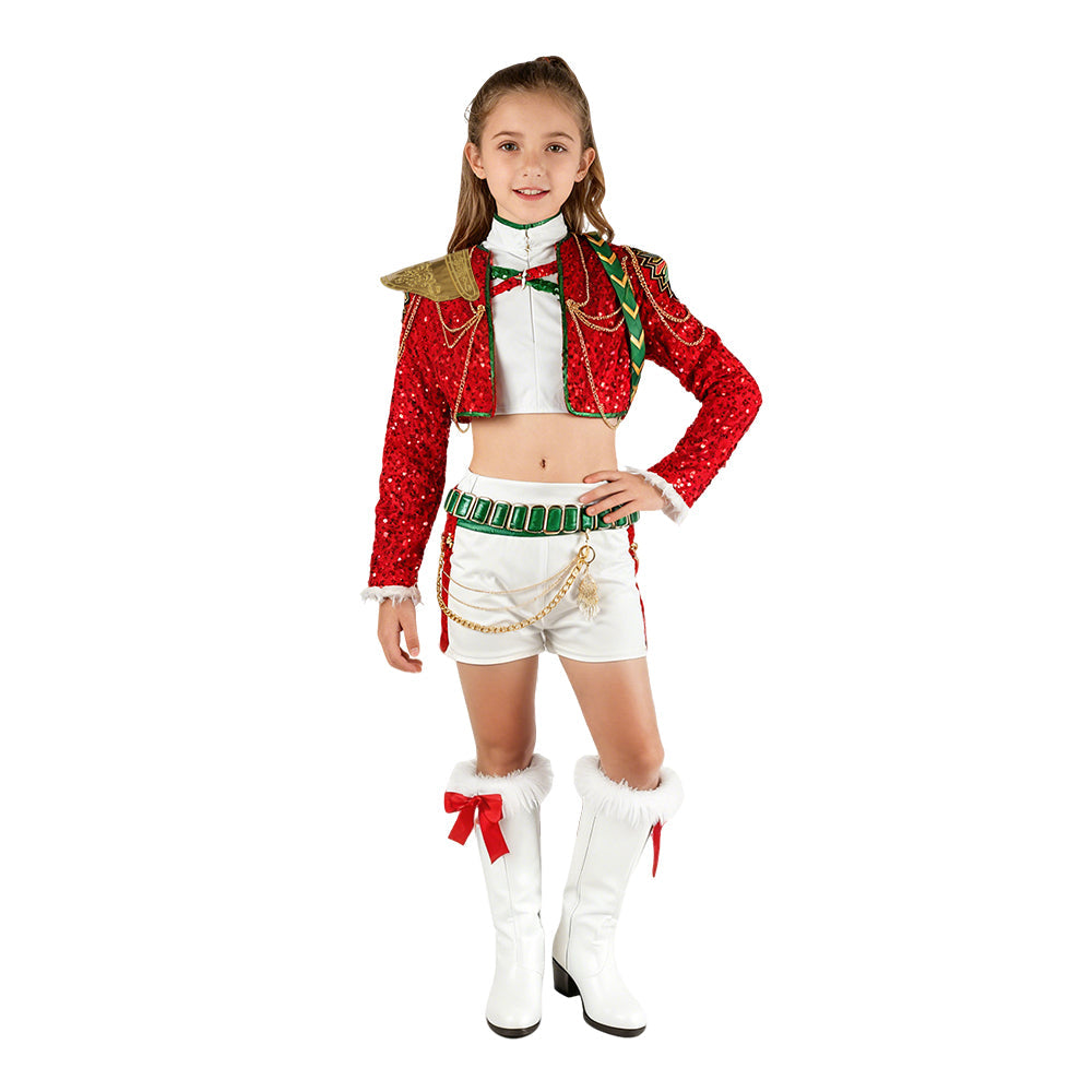 Christmas Pop Star Costume Dance Suit Party Dress Outfit