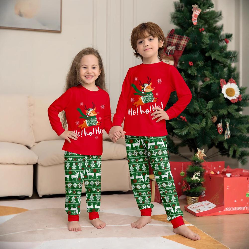 Family Christmas Pajamas Tops Trousers Kids Adults