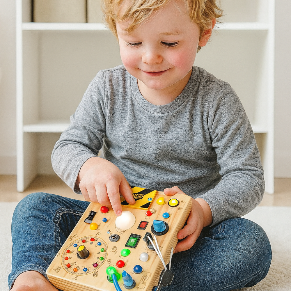 Montessori Busy Board Wooden Sensory Toy for Toddlers