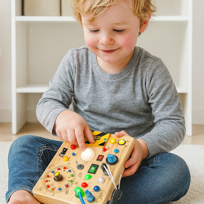Montessori Busy Board Wooden Sensory Toy for Toddlers