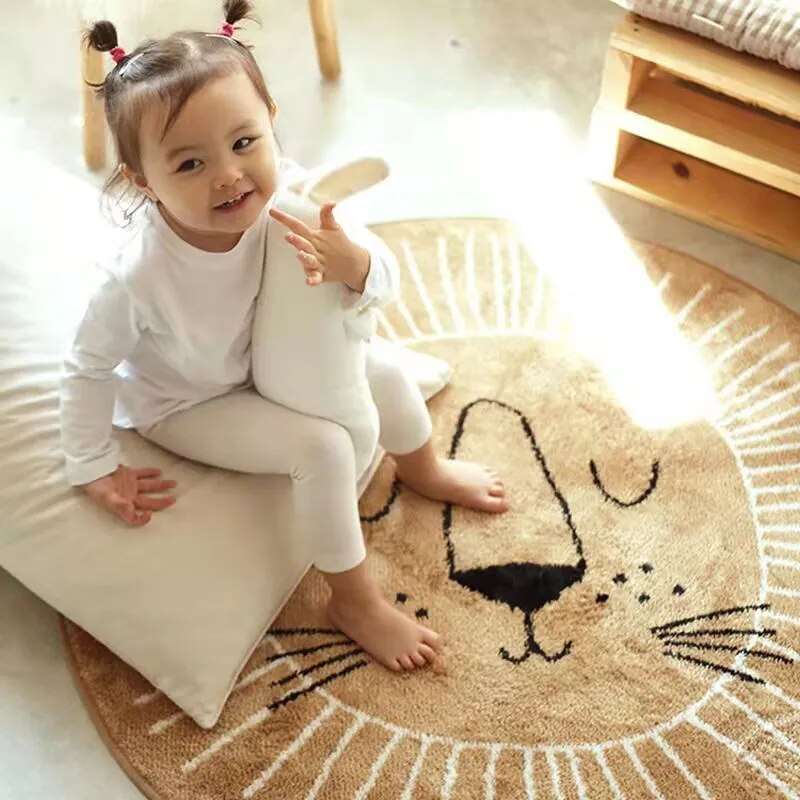 Round Lion Playmat Rug for Kids