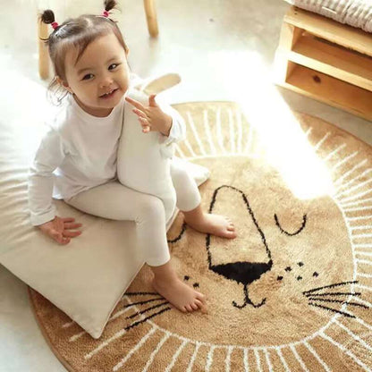 Round Lion Playmat Rug for Kids