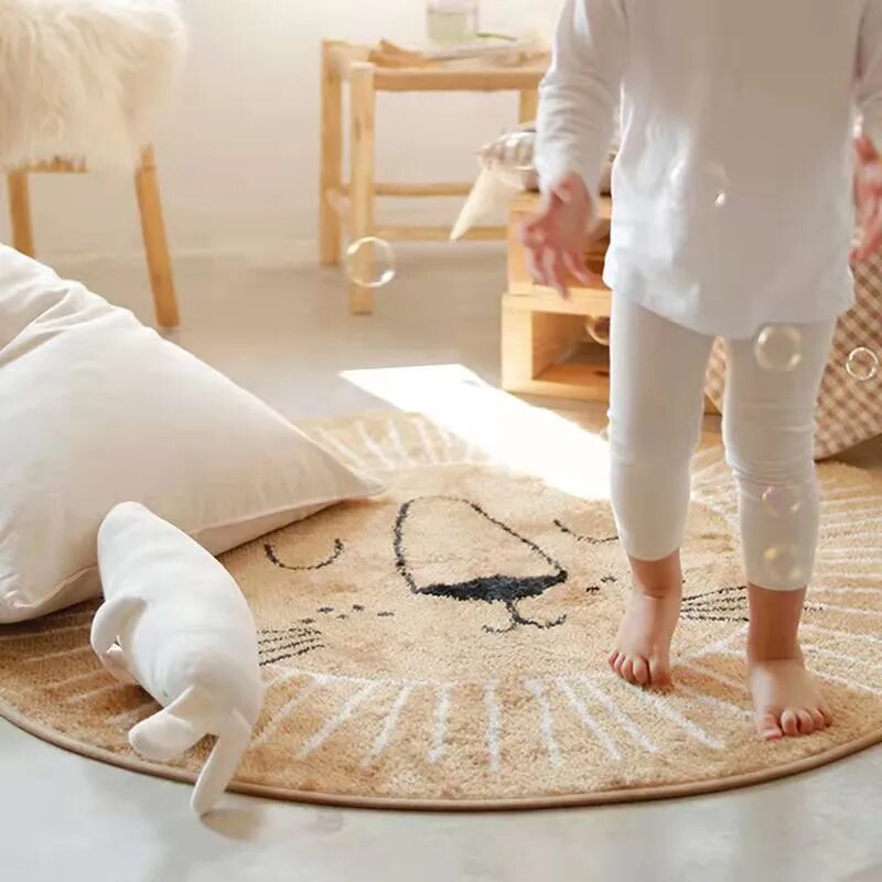 Round Lion Playmat Rug for Kids
