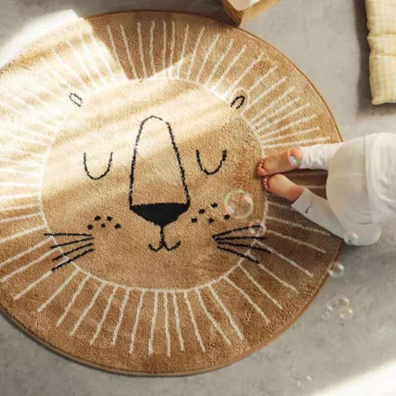 Round Lion Playmat Rug for Kids