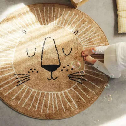 Round Lion Playmat Rug for Kids
