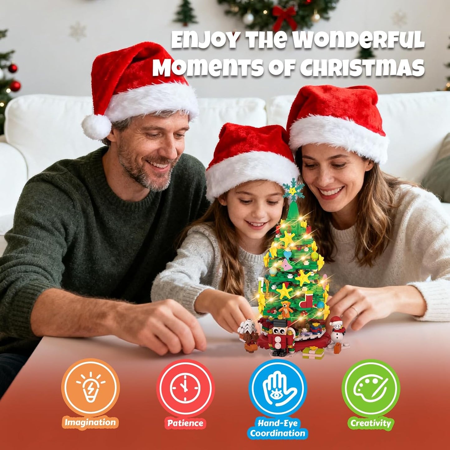 Advent Calendar Christmas Tree Building Block Set 24 Pieces Light Kit