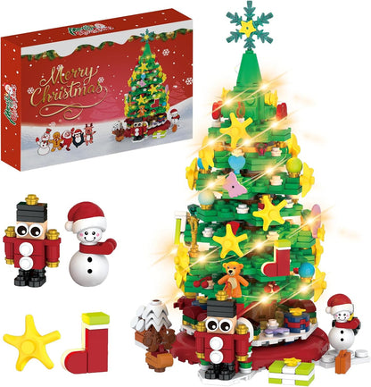 Advent Calendar Christmas Tree Building Block Set 24 Pieces Light Kit