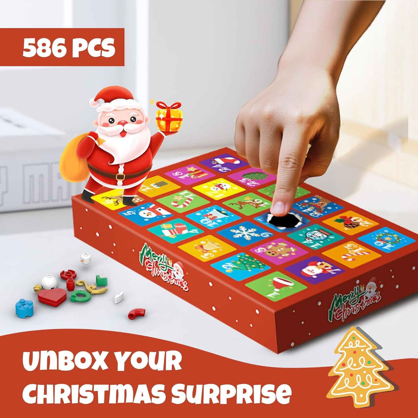 Advent Calendar Christmas Tree Building Block Set 24 Pieces Light Kit