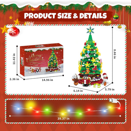 Advent Calendar Christmas Tree Building Block Set 24 Pieces Light Kit