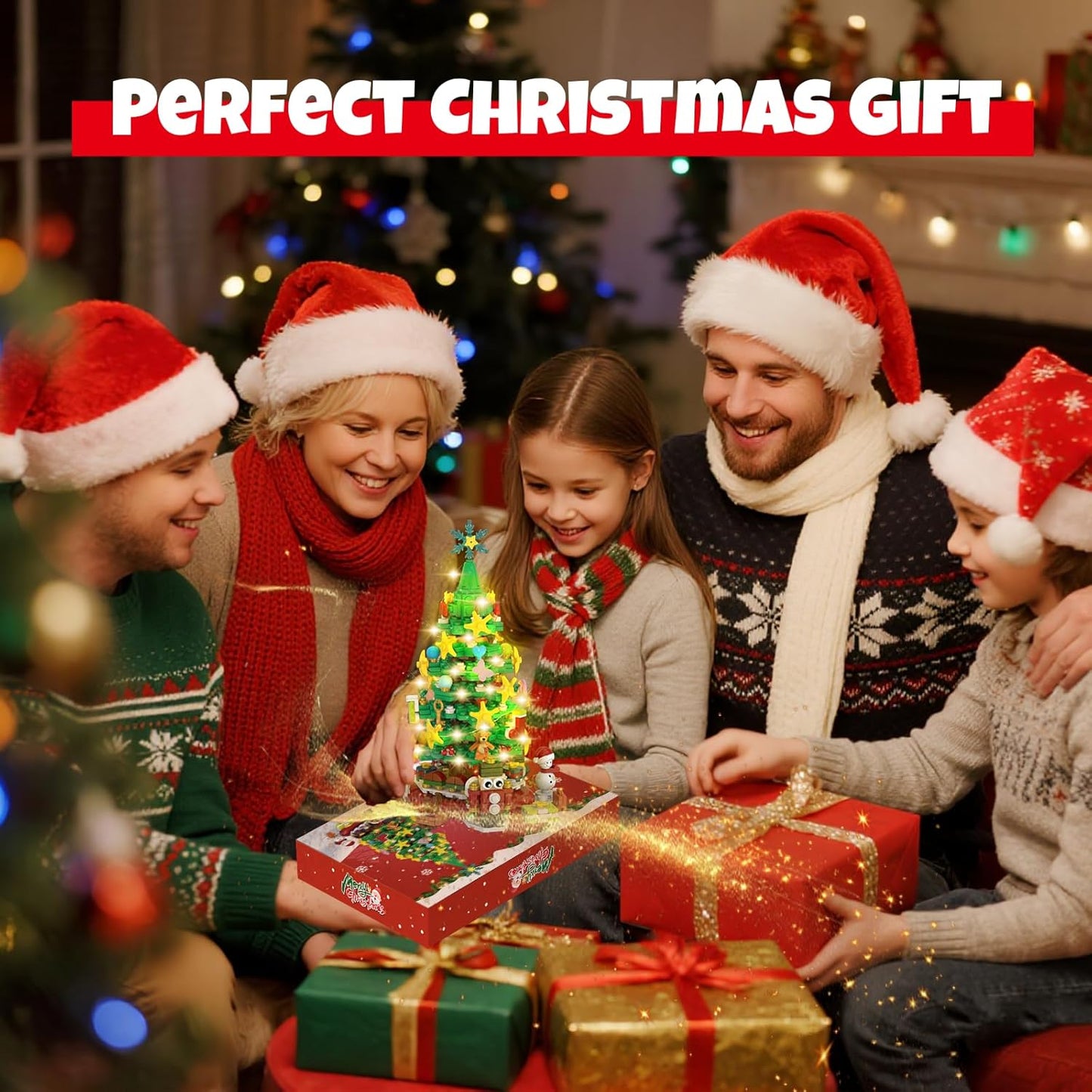 Advent Calendar Christmas Tree Building Block Set 24 Pieces Light Kit