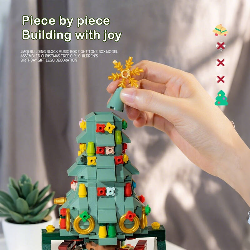 Christmas Tree Building Blocks Set Music Box LED Light