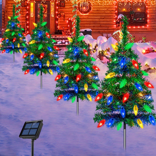 Solar Pathway Lights Set Christmas Tree Shape