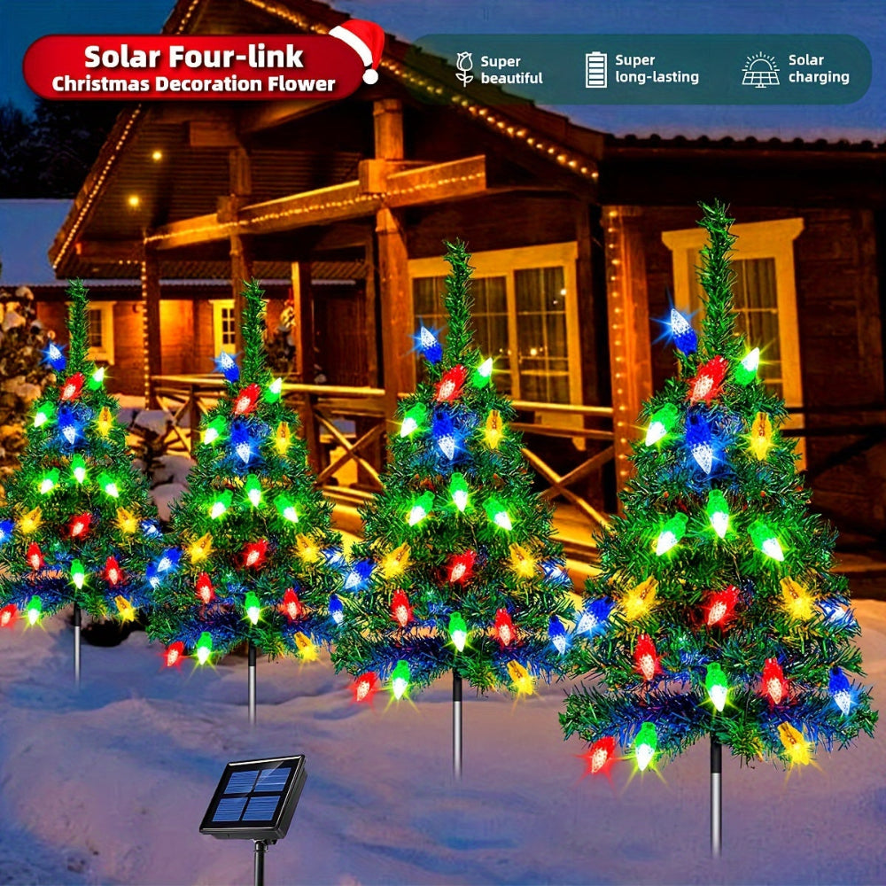 Solar Pathway Lights Set Christmas Tree Shape