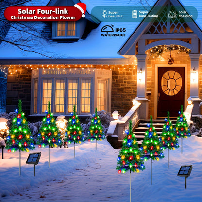 Solar Pathway Lights Set Christmas Tree Shape
