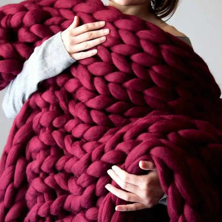 Merino Wool Knitted Blanket Throw