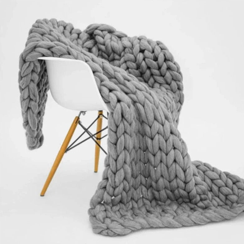 Merino Wool Knitted Blanket Throw