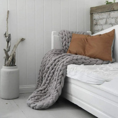 Merino Wool Knitted Blanket Throw